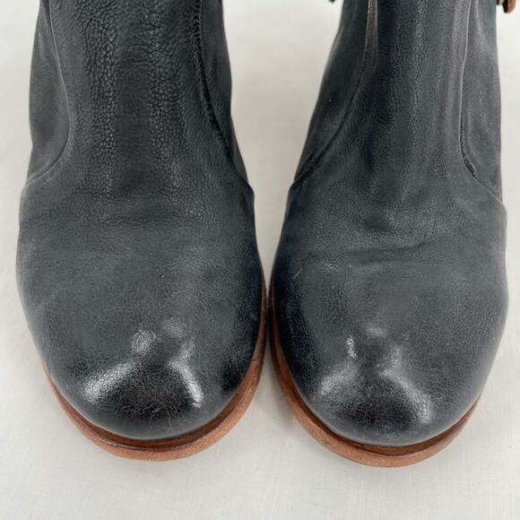 A.S.98 Black Leather Mules Silver Studded Heeled Shoes Boho Cottage EU Size 36 - Picture 9 of 15